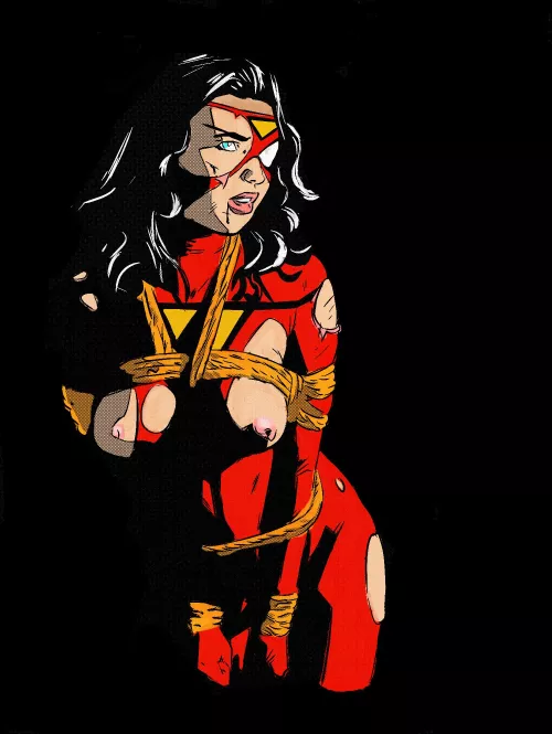 Spider woman tied up by me