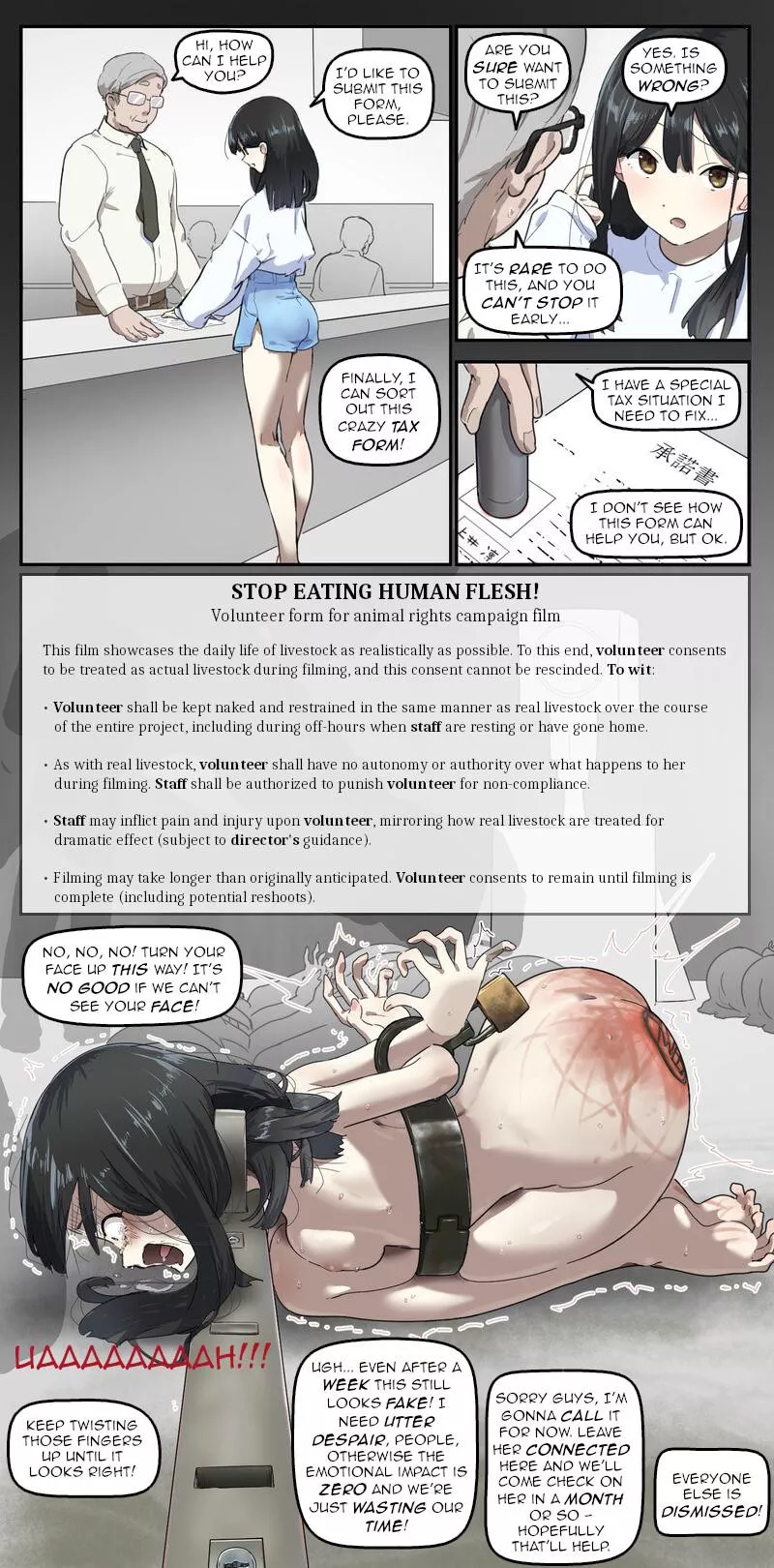 W- wait, I didn't realize I was signing the wrong thing! Please let me go!