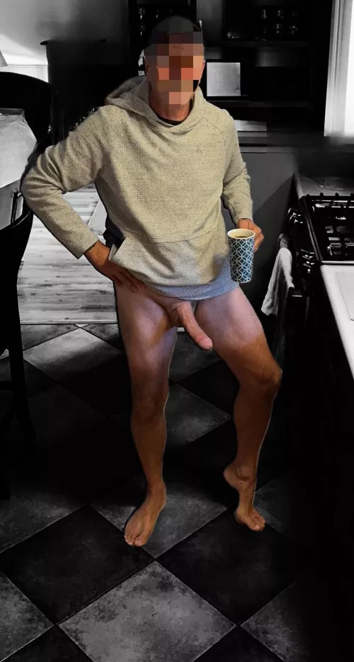 (53)Saturday morning with my cock out sipping my coffee  …waiting for some attention from YOU 