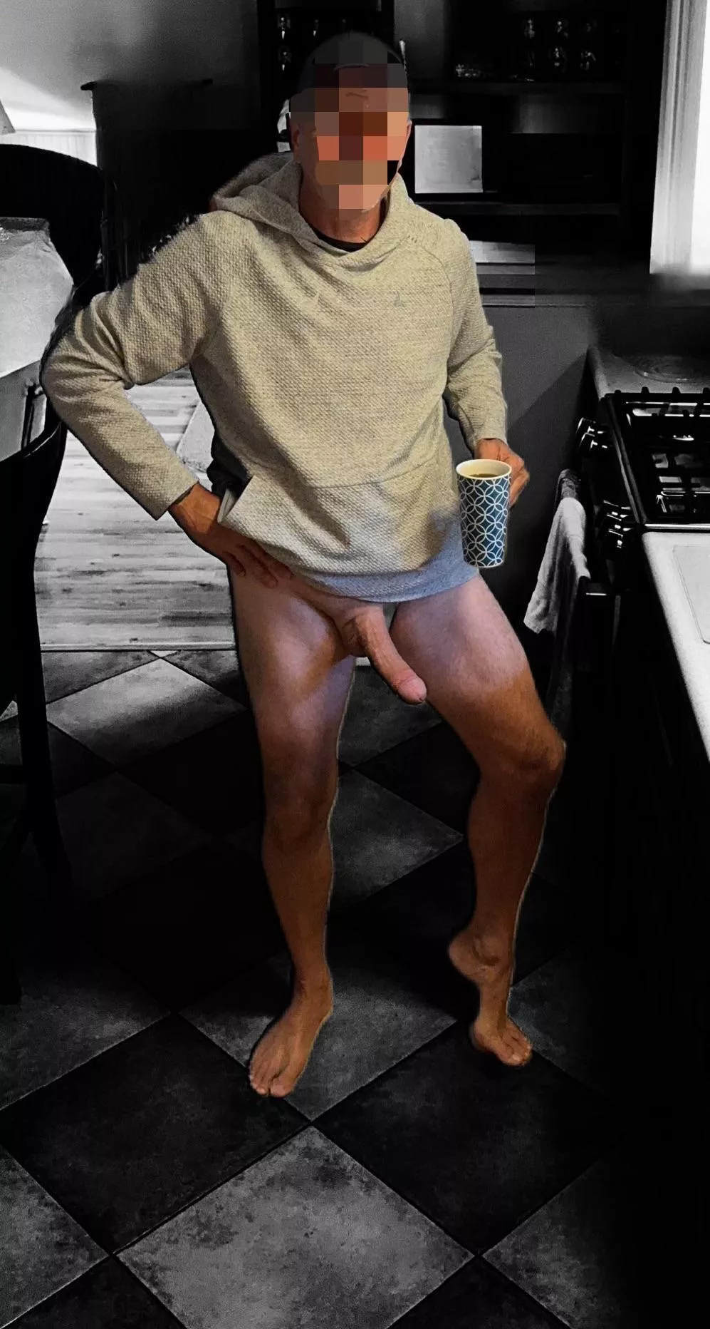 (53)Saturday morning with my cock out sipping my coffee  …waiting for some attention from YOU 