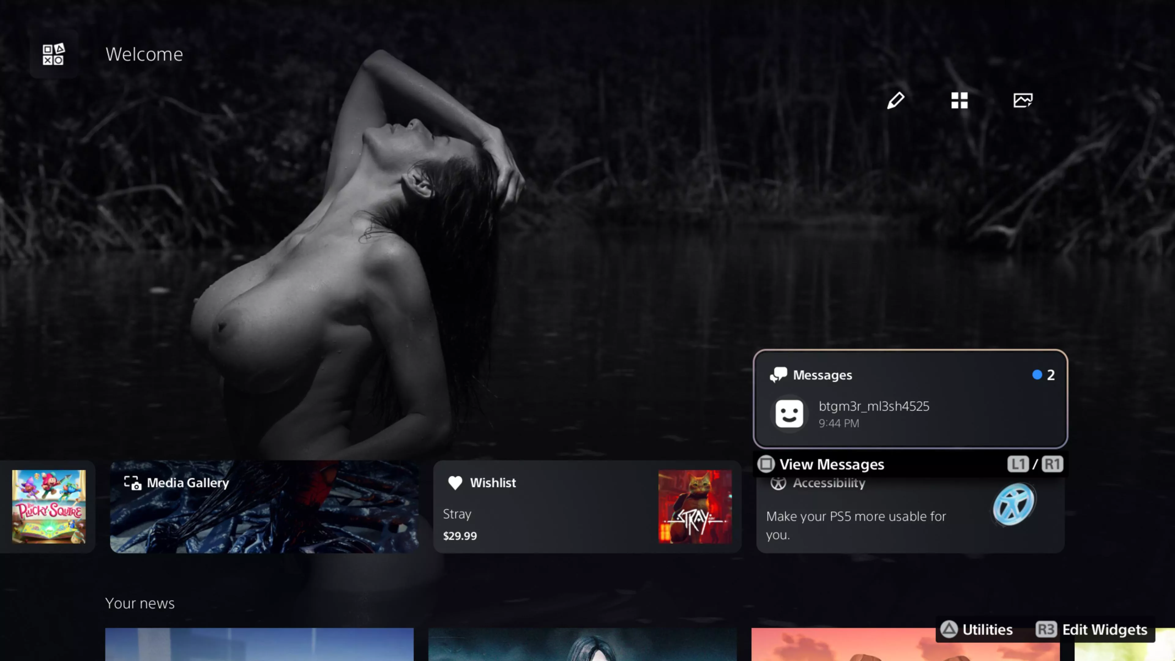 Alexis Fawx on my PS5 Welcome Hub