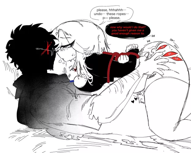 Im enjoying t-this way too mu-much... his cock feels sooooo gooooood~ aah~ >~<