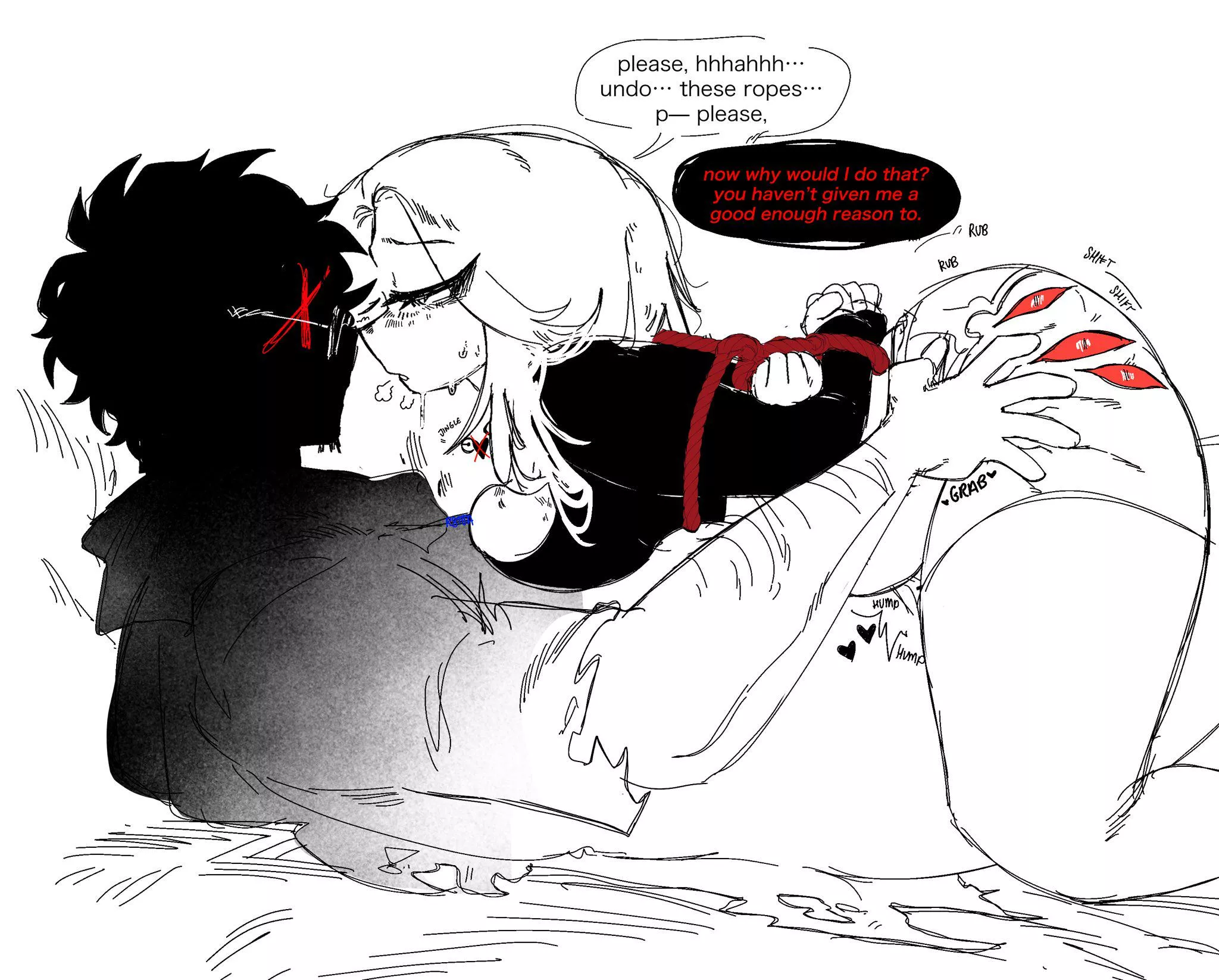 Im enjoying t-this way too mu-much... his cock feels sooooo gooooood~ aah~ >~<