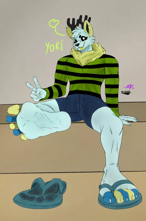 Showing the big foxdeer soles!🩵💚 (Artist: MysticFader on X)