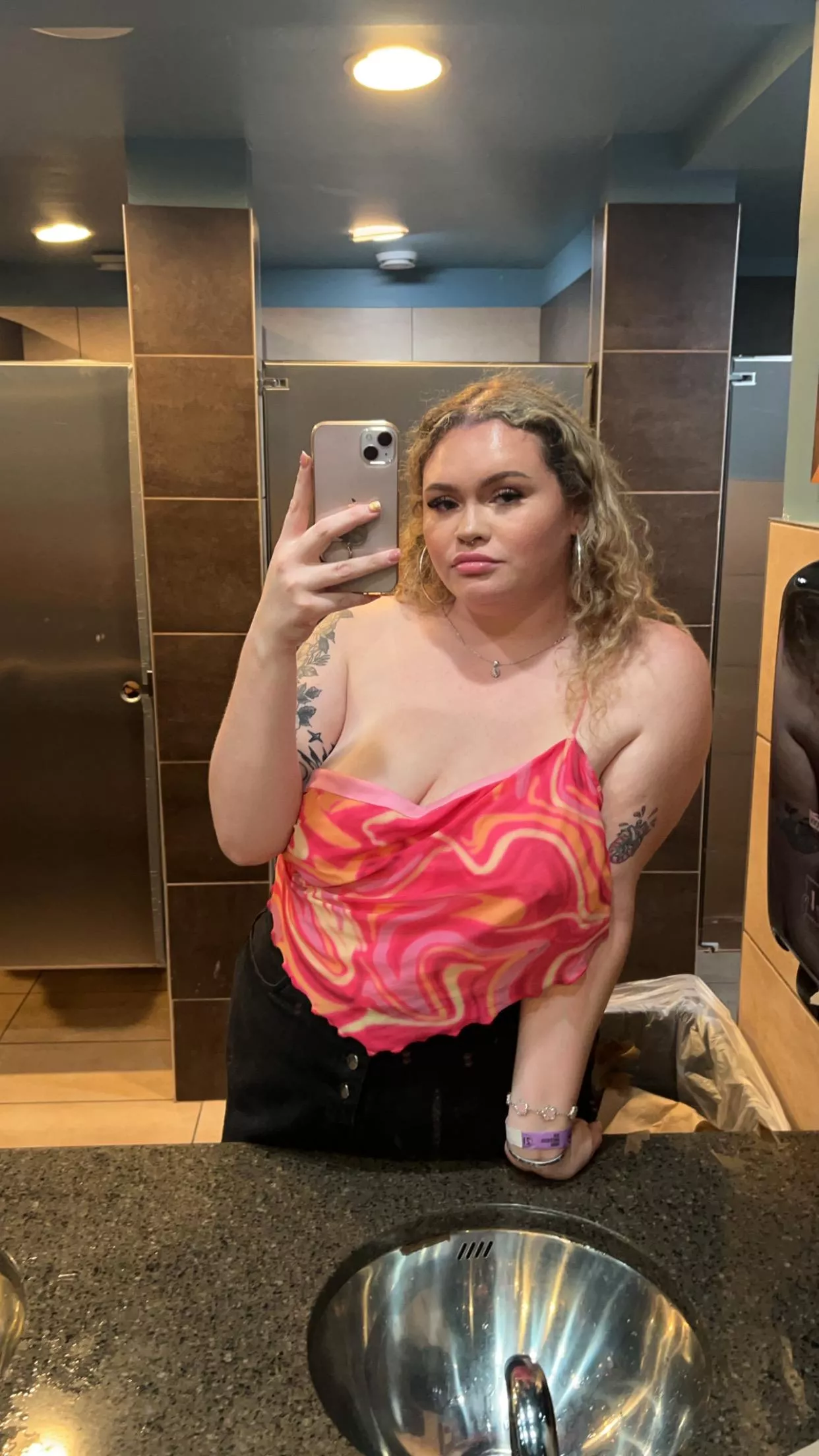 Went to a concert and my shirt broke 🥲 love this pink on me though 