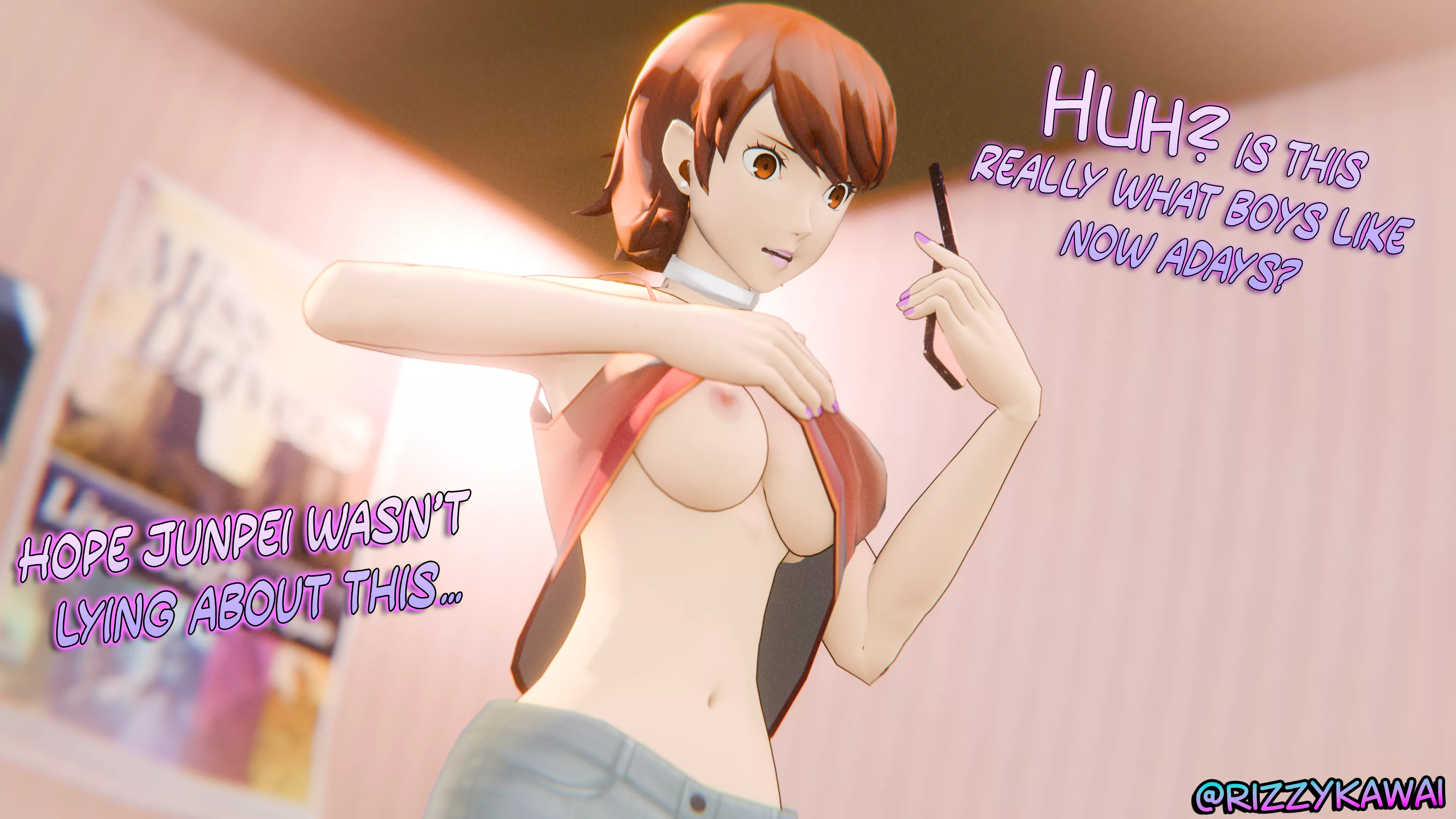 Yukari taking a selfie (@Rizzykawai) 