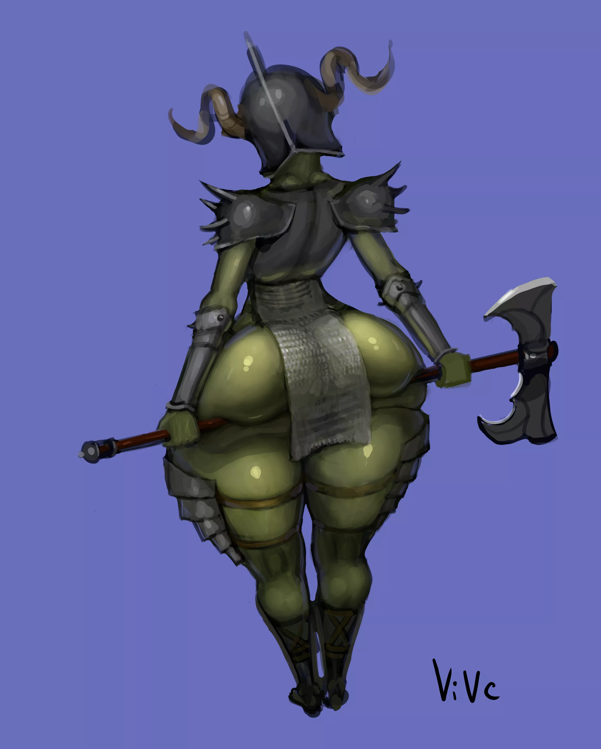Thick goblin warrior girl by me