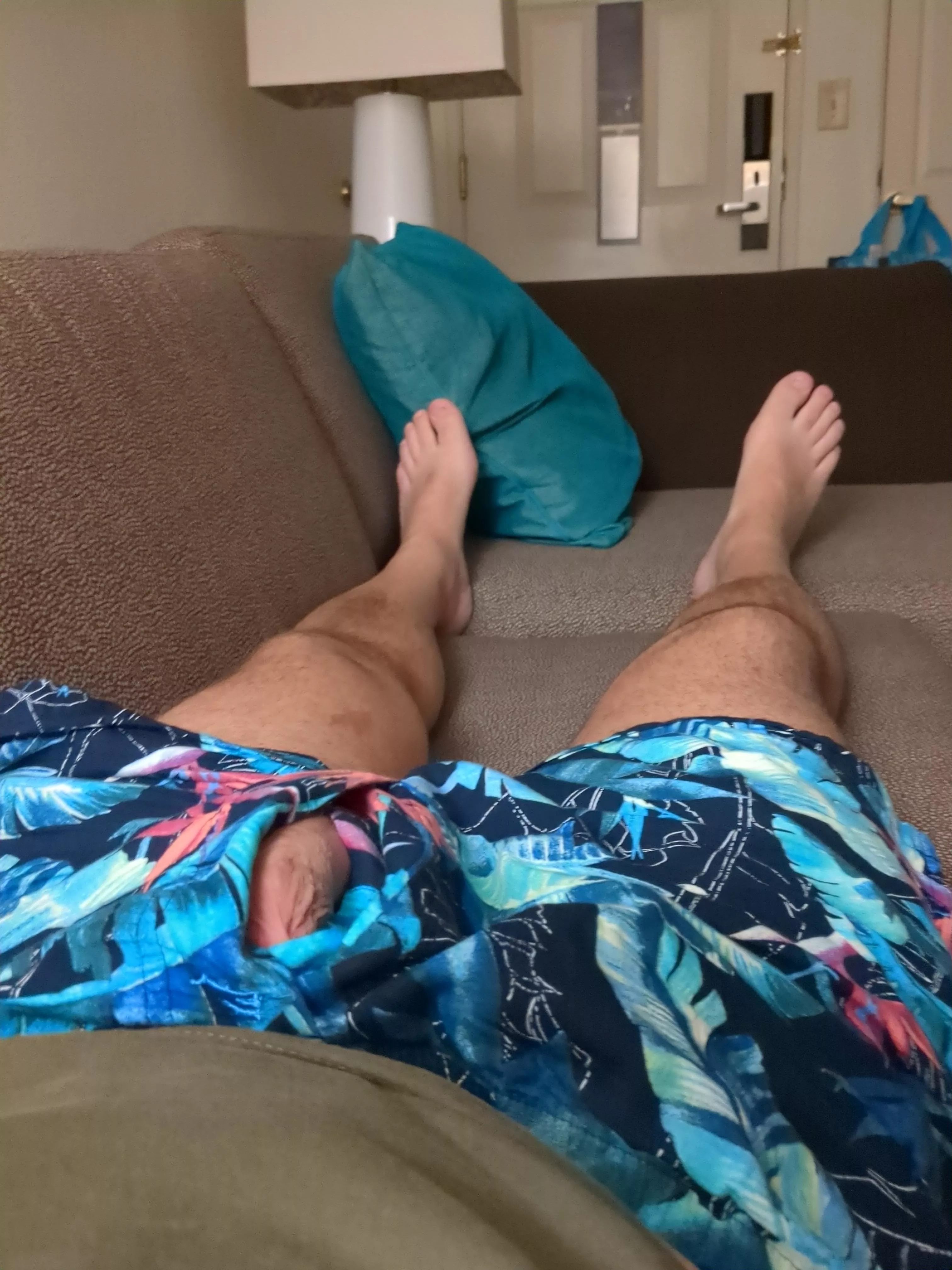 I'm wearing a uniform t-shirt, a little hotel me time.