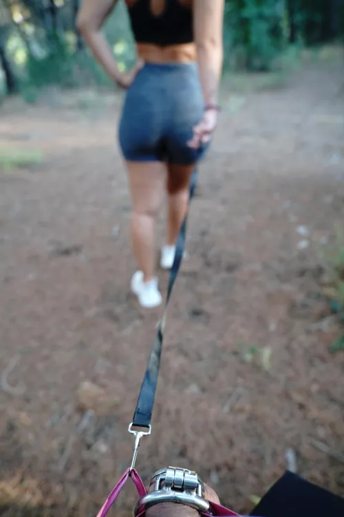 My pet can't complain! He has his daily walks! [domme] 