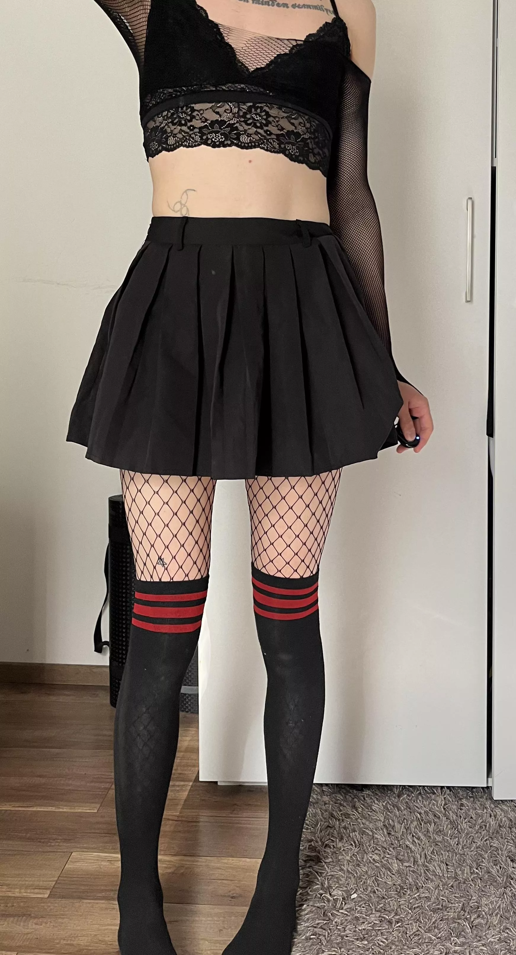 thigh highs and plated skirt <3