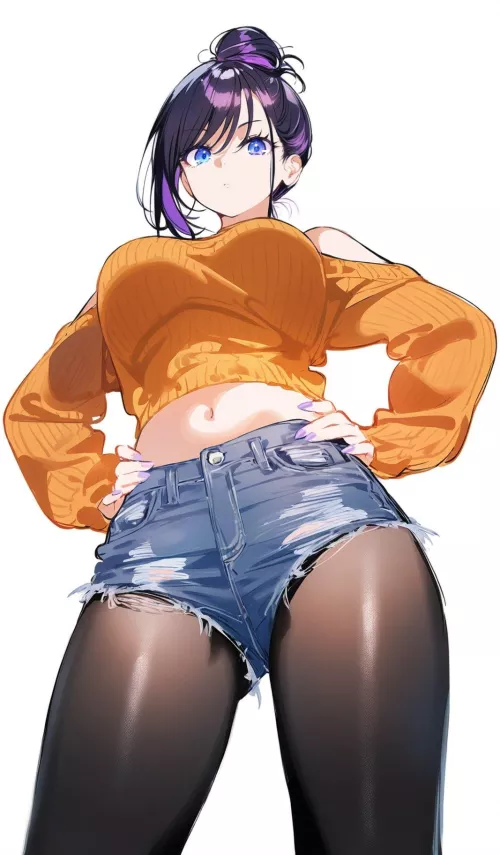 Tights & Denim Shorts 