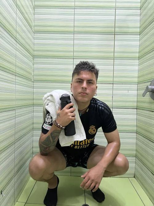 A soccer player's arms will always be sweaty 