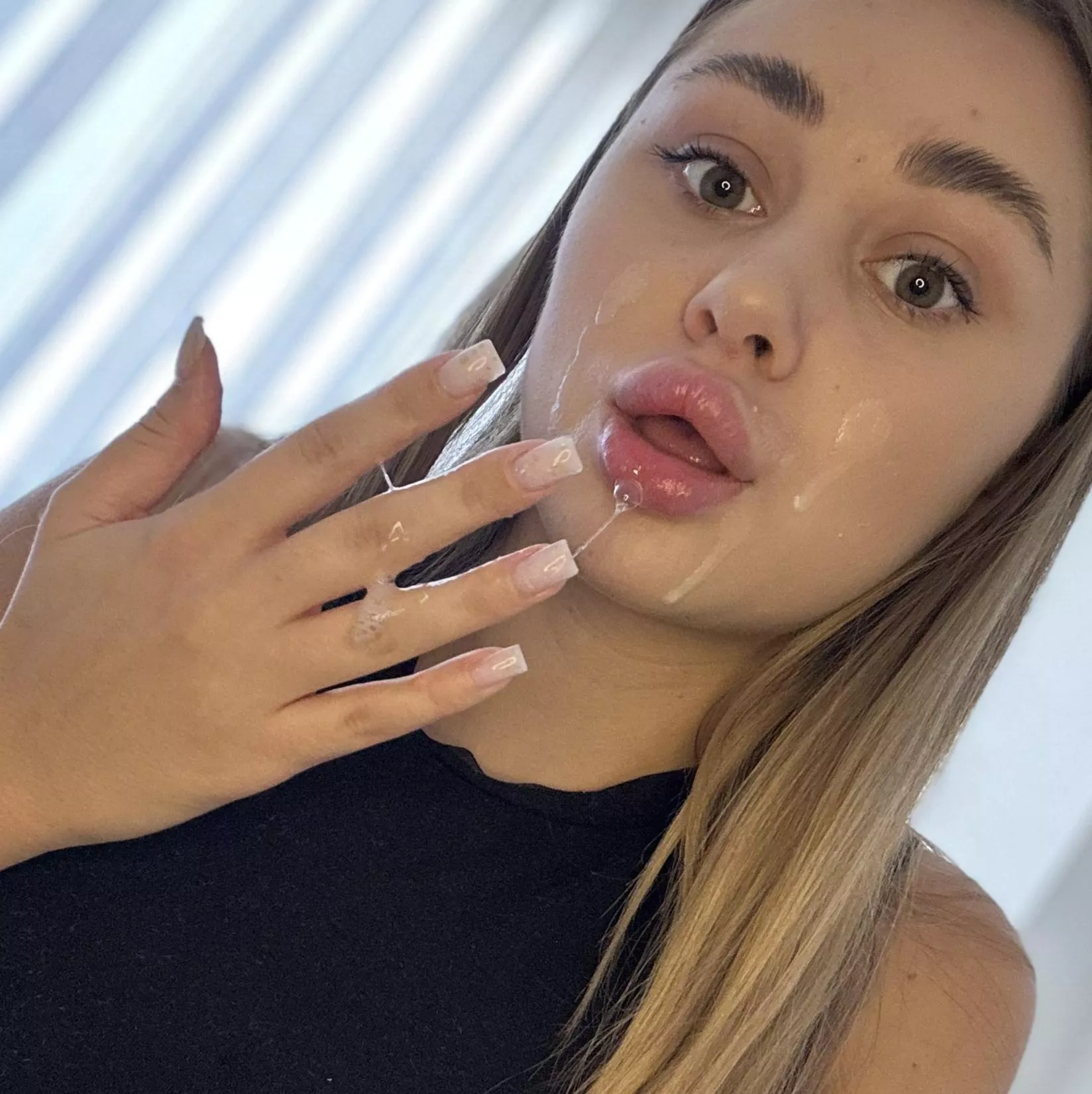 delicate manicure surprised look