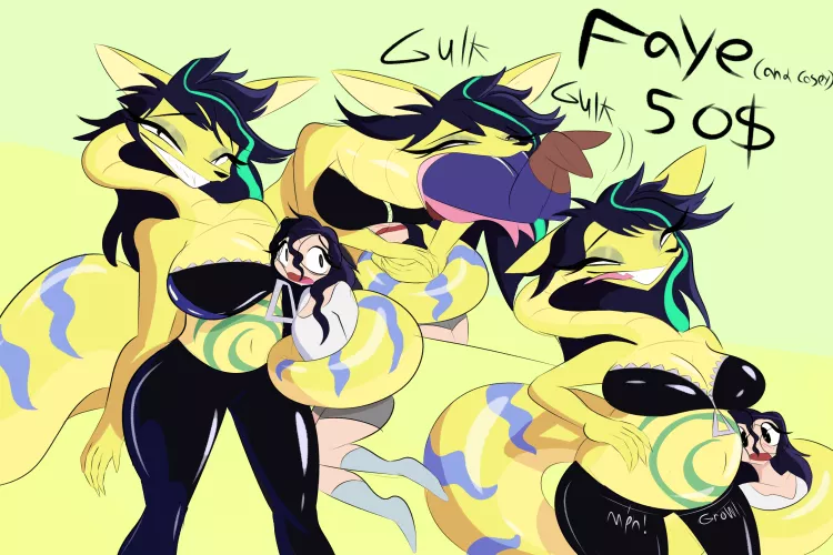 {Image} Lightning strikes a voraphille artist's computer, her viper fox oc crawls right out to wreak havoc, eating a lot of her friends and teasing eating her when she's feeling it, wowza. They're both adoptable for anyone interested! (Art by JackMunc