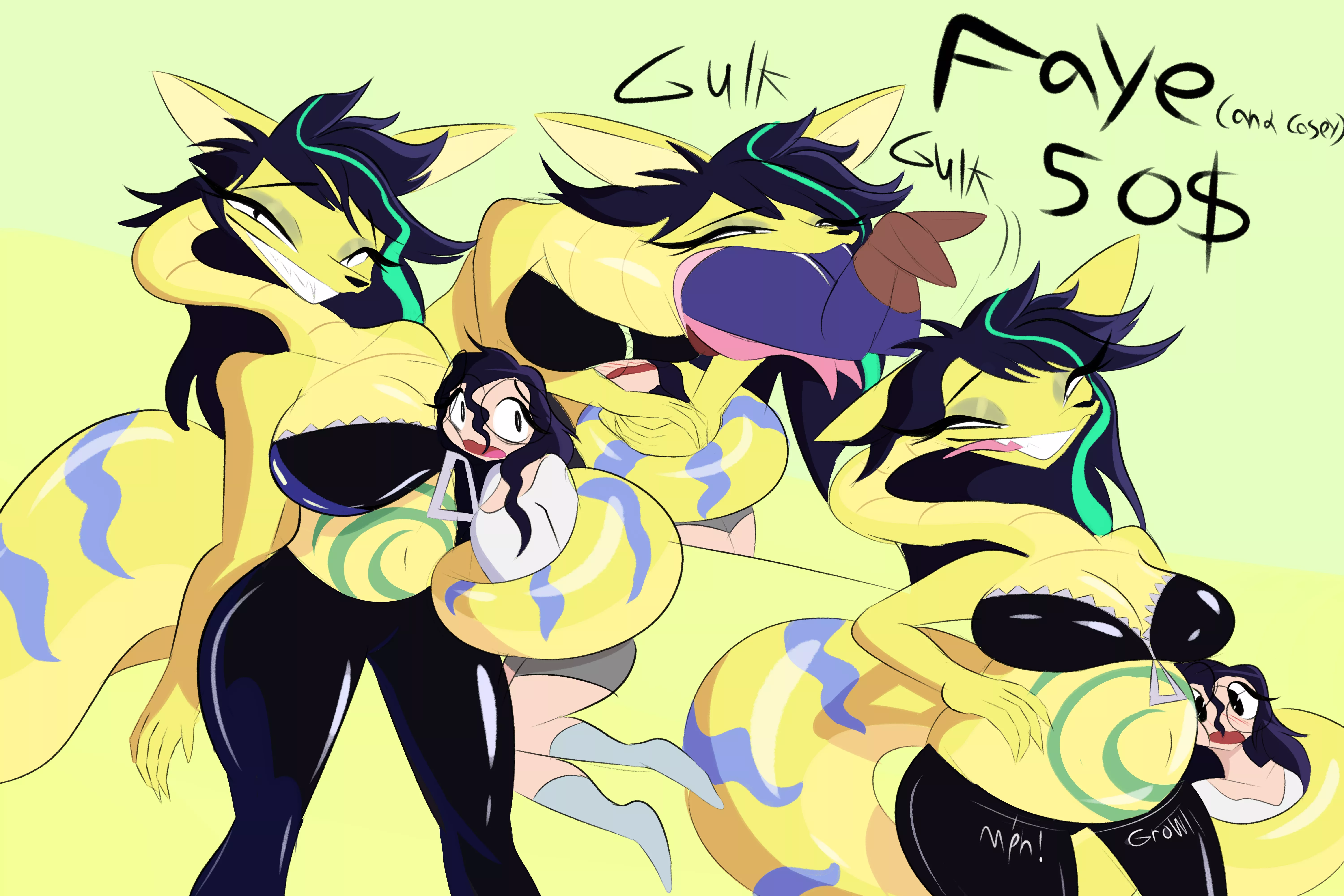{Image} Lightning strikes a voraphille artist's computer, her viper fox oc crawls right out to wreak havoc, eating a lot of her friends and teasing eating her when she's feeling it, wowza. They're both adoptable for anyone interested! (Art by JackMunc