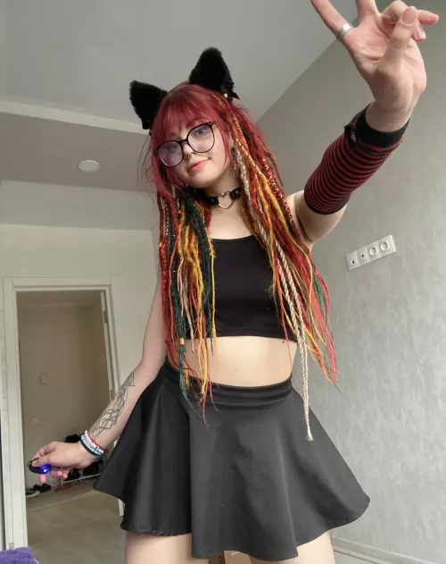 The kitten wants you to look under his skirt