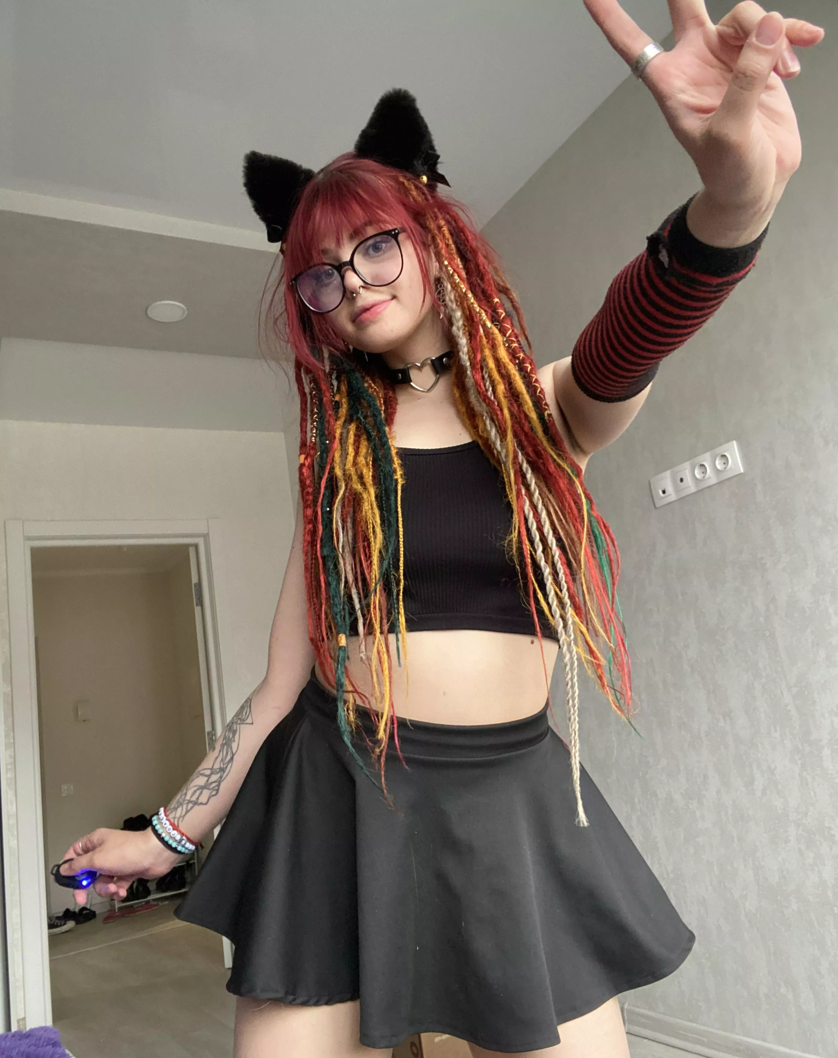 The kitten wants you to look under his skirt