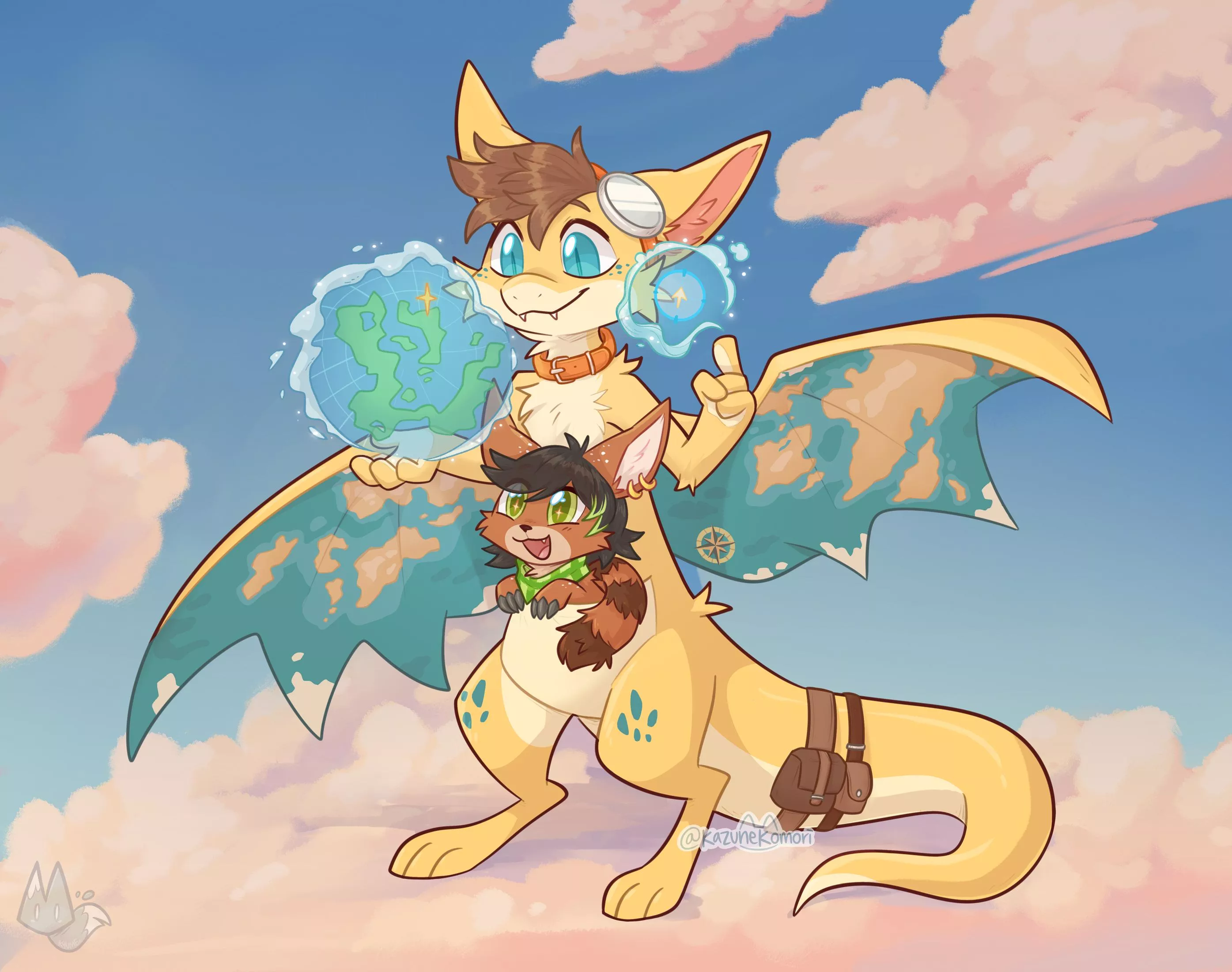 Traveling the world! 🌎✨ Comm for Lemurfeature [art by me]