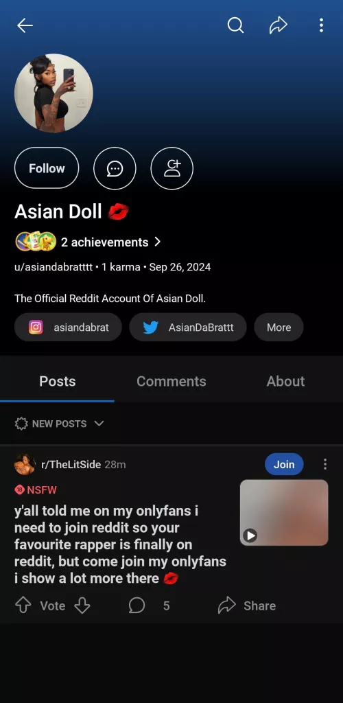 Asian Doll made a reddit account and they are cooking her 😹