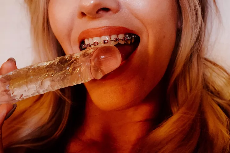 Real cock feels so much better against my braces