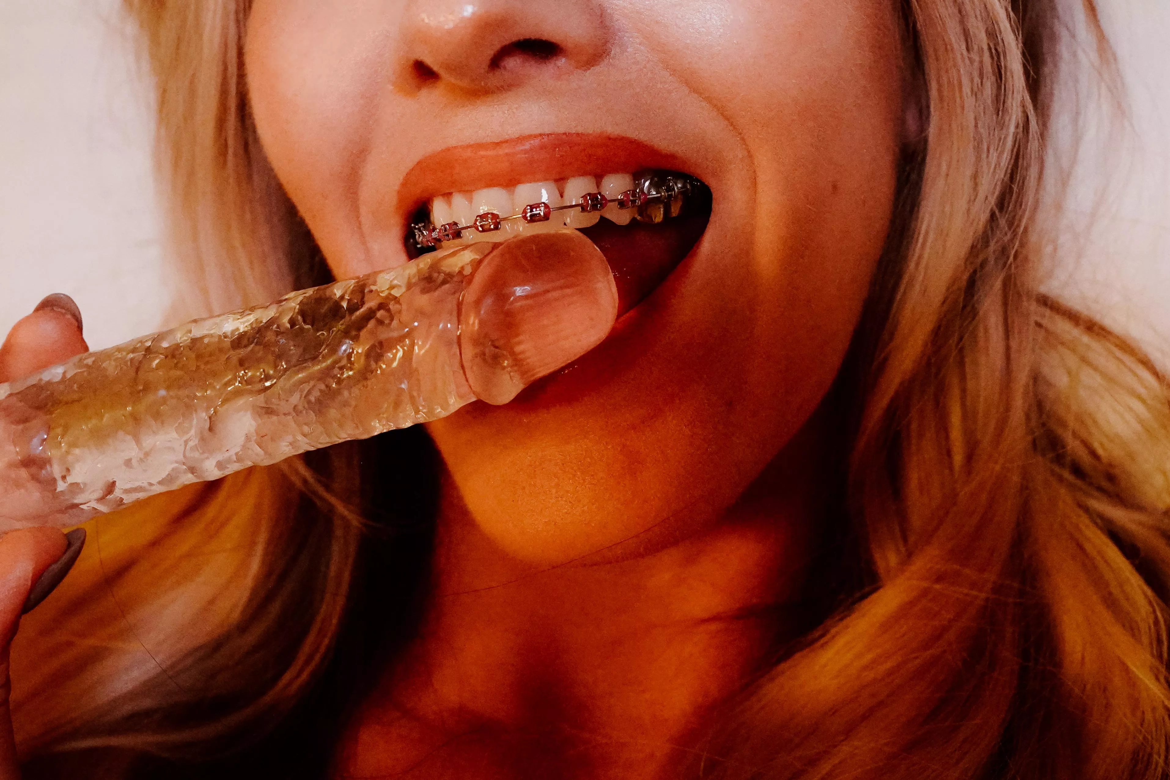 Real cock feels so much better against my braces