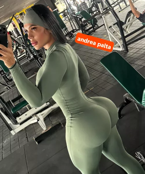 Tall fitness girl with a delicious fake ass