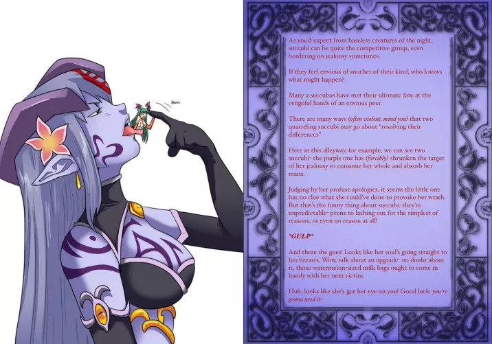 Succubus Envy [Femdom] [Giantess] [Shrinking] [Vore] [Soul Drain] [Breast Expansion] [Succubus] [Short] [Artist: JitenshaSW]