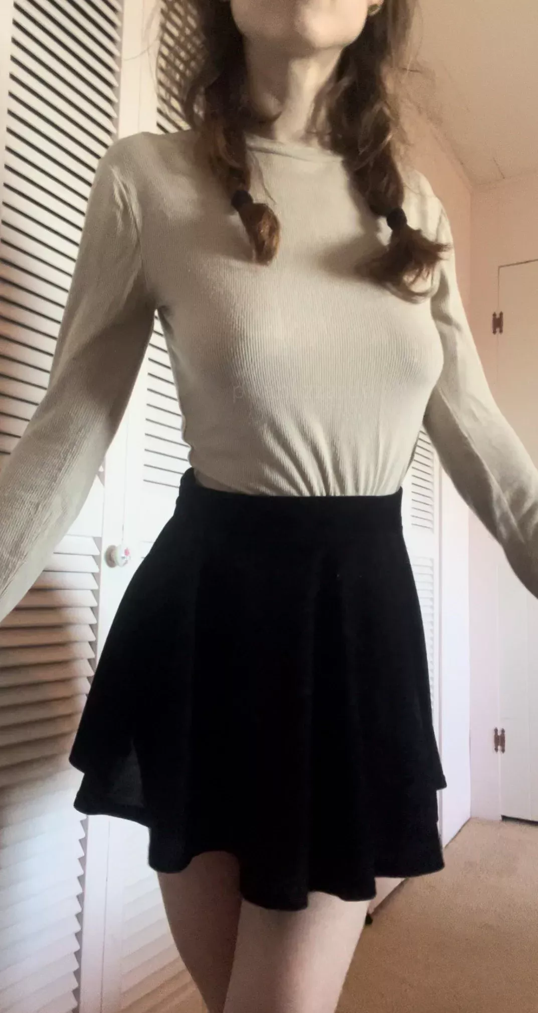 Comfy in a skirt and sweater, loving today's vibe [F]