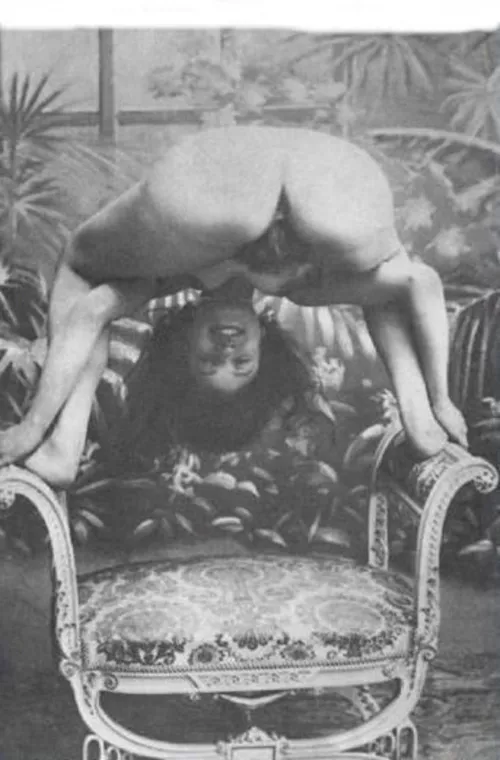 Sir, A wager : I do bet that maid Lottie cannot sit comfortably upon the chair without touching seat cushion or seat back. Her early attempts have clothing touching said cushions and thus forfeit, but a final wager brings a new technique and she wins two