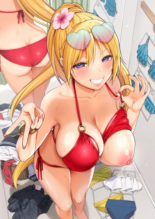 Trying on new swimsuits