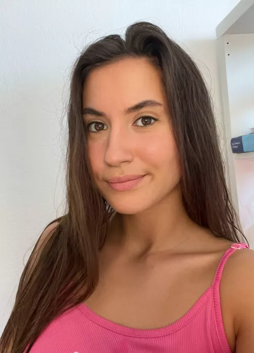 brunette feeling happy