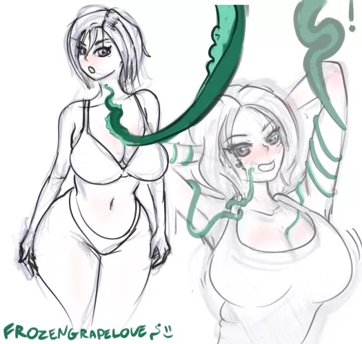 Late night fun getting acquainted with tentacles (OC) (FrozenGrapeLove)