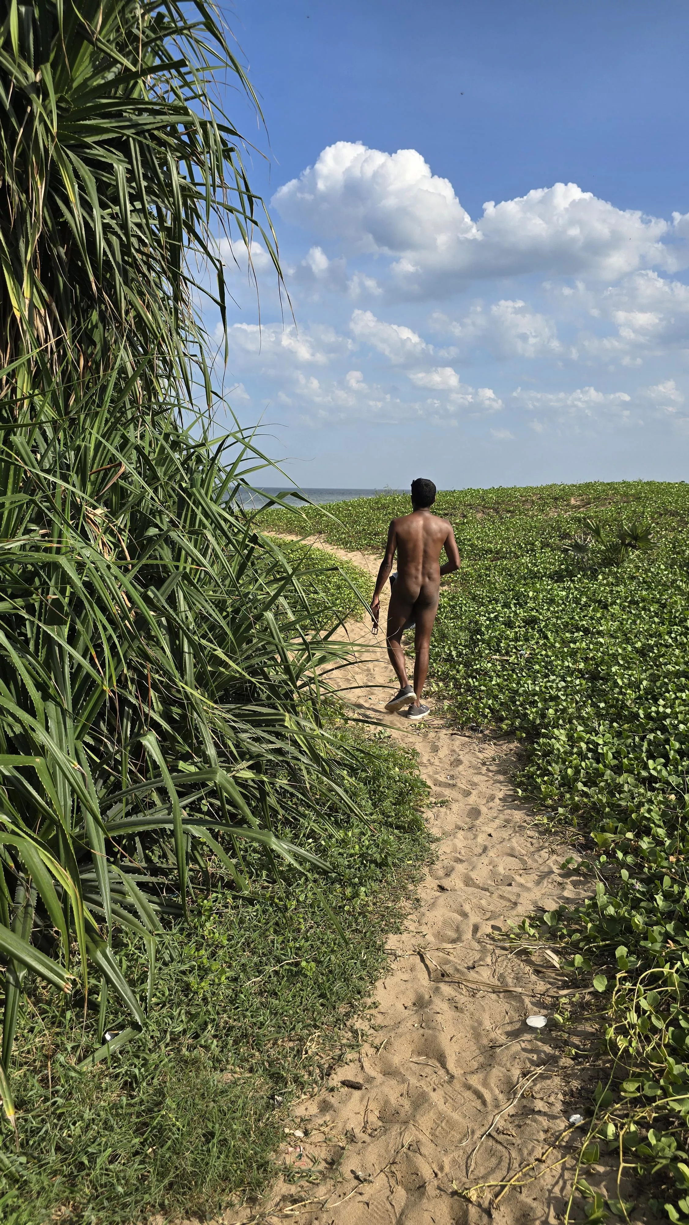 Naturist walk towards the Bay of Bengal 
