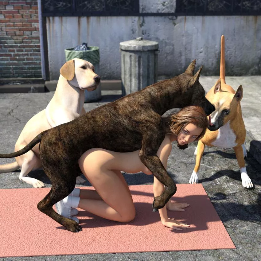 A dirty alley in the middle of the day is the perfect place to play with your own pets, or maybe even a strays (scanero)