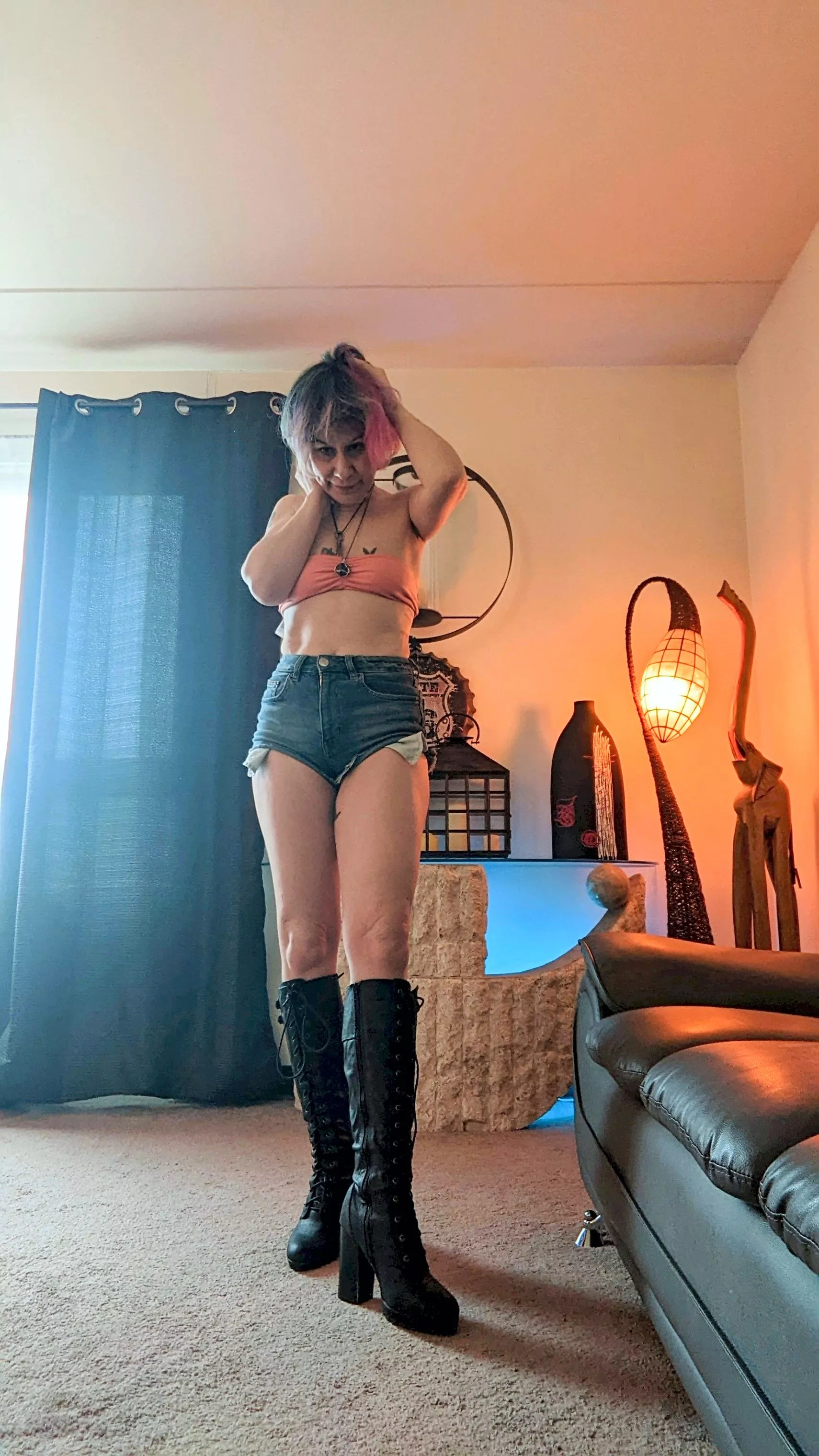 boots and shorts 