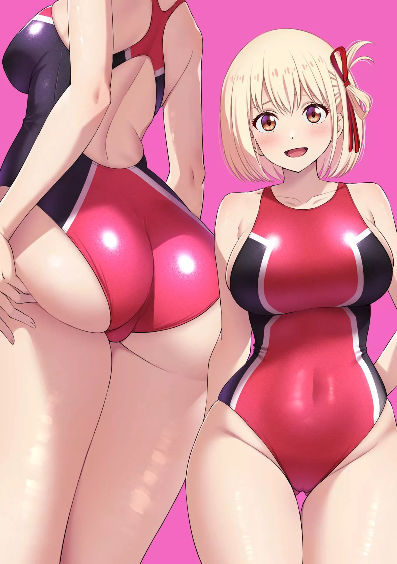 Chisato Showing Off Her Thick Body In A Competition Swimsuit [Lycoris Recoil]