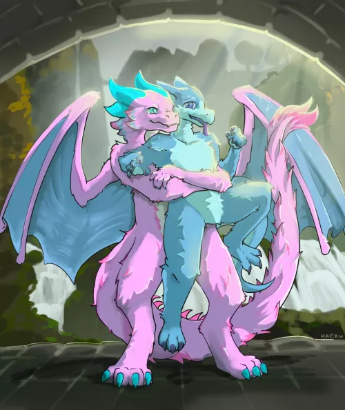 Hugging his kobold friend (kaeru_ro)