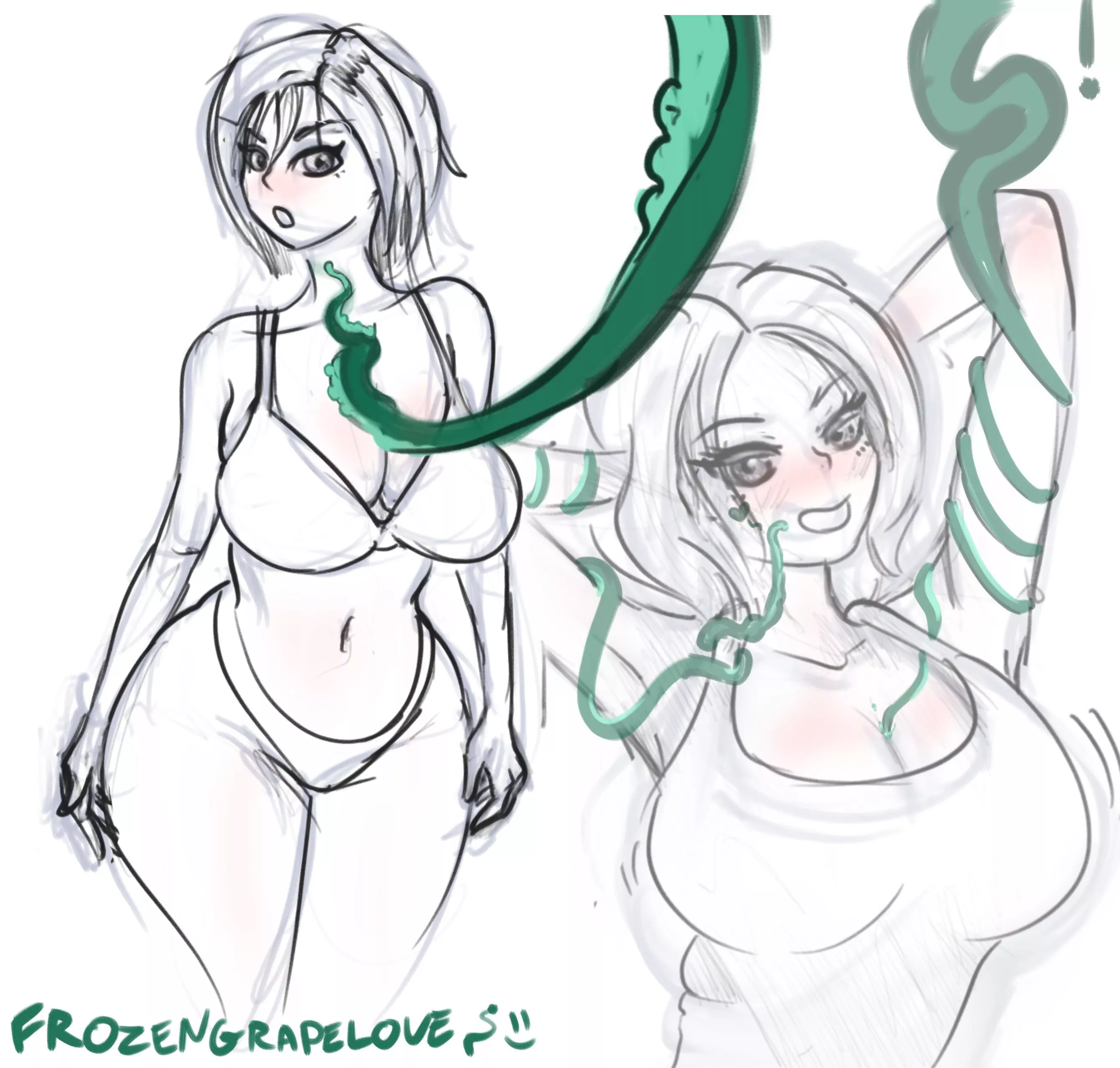 Late night fun getting acquainted with tentacles (OC) (FrozenGrapeLove)