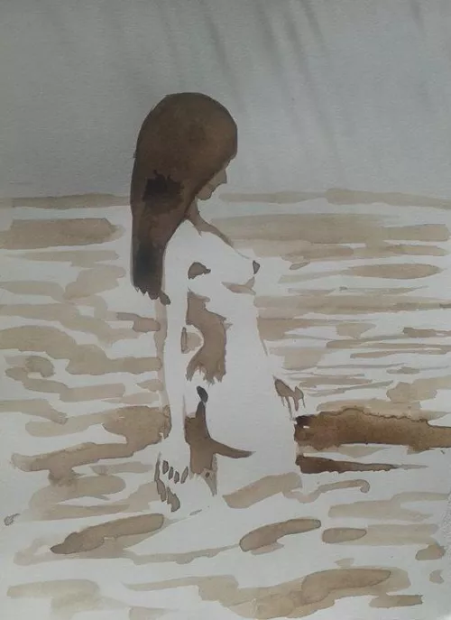 Little Caprice Walnut ink painting wanted to share.