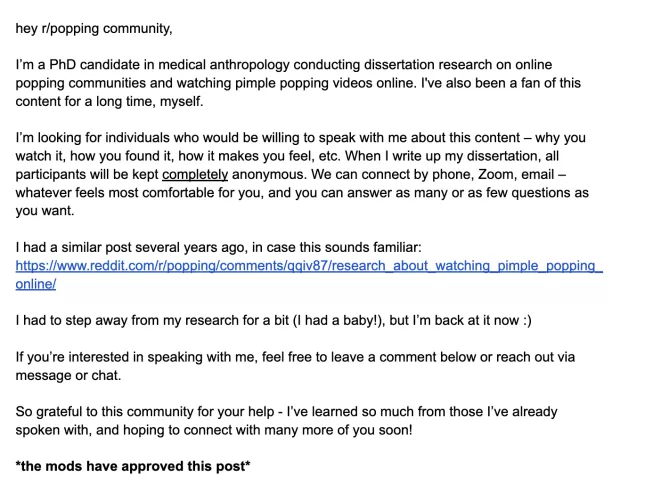 pimple popping research