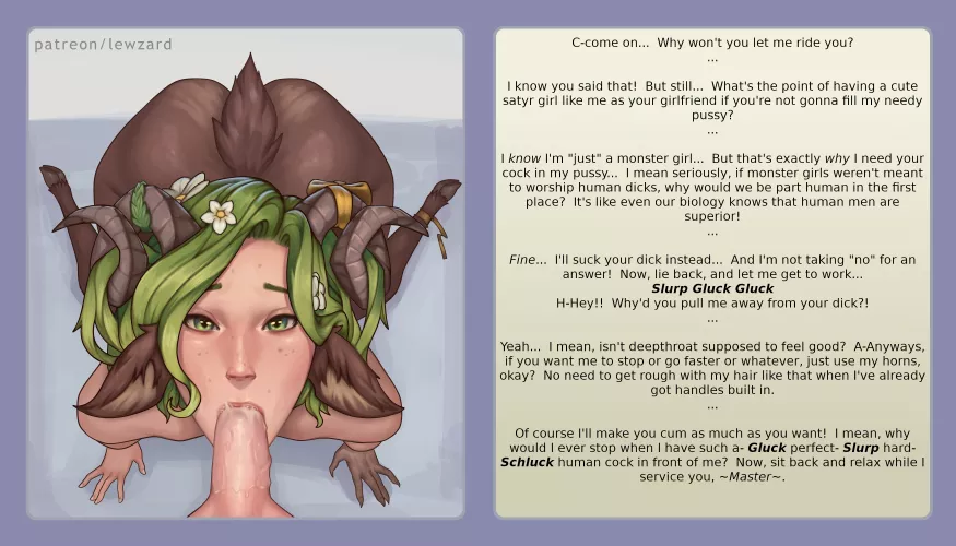 Your Horny Satyr Girlfriend Uses Her Mouth Instead [Fsub][Human'd][Satyr Girlfriend][Monster Girl][Deepthroat][Blowjob]