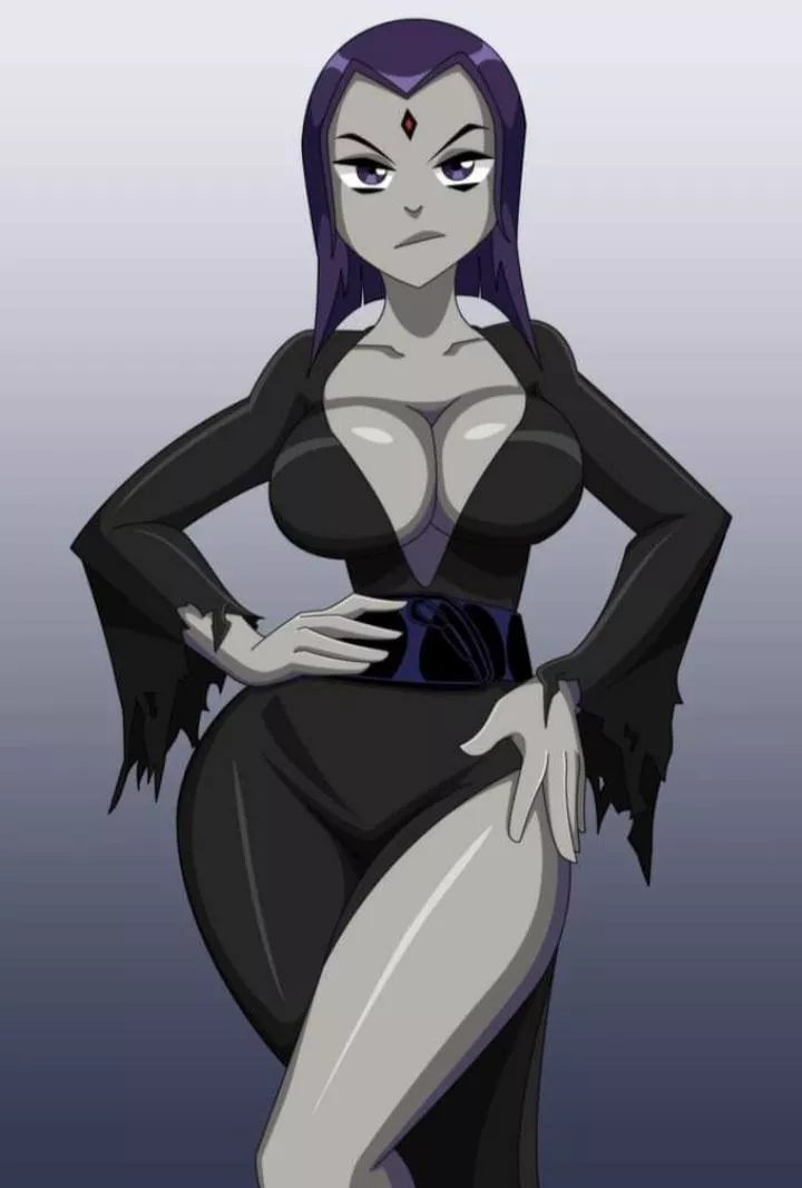 [Artist Request] (Teen Titans/Addams Family) Raven in a sexy Mortica outfit. All characters are adults