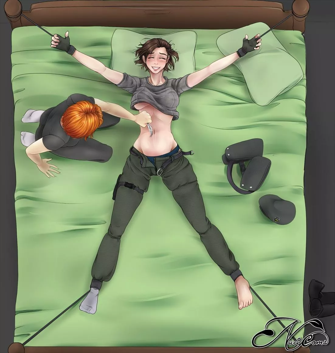 Belly button tickling 