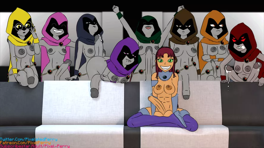 Starfire Gets Raven'eD (Artist:Pixel-Perry)