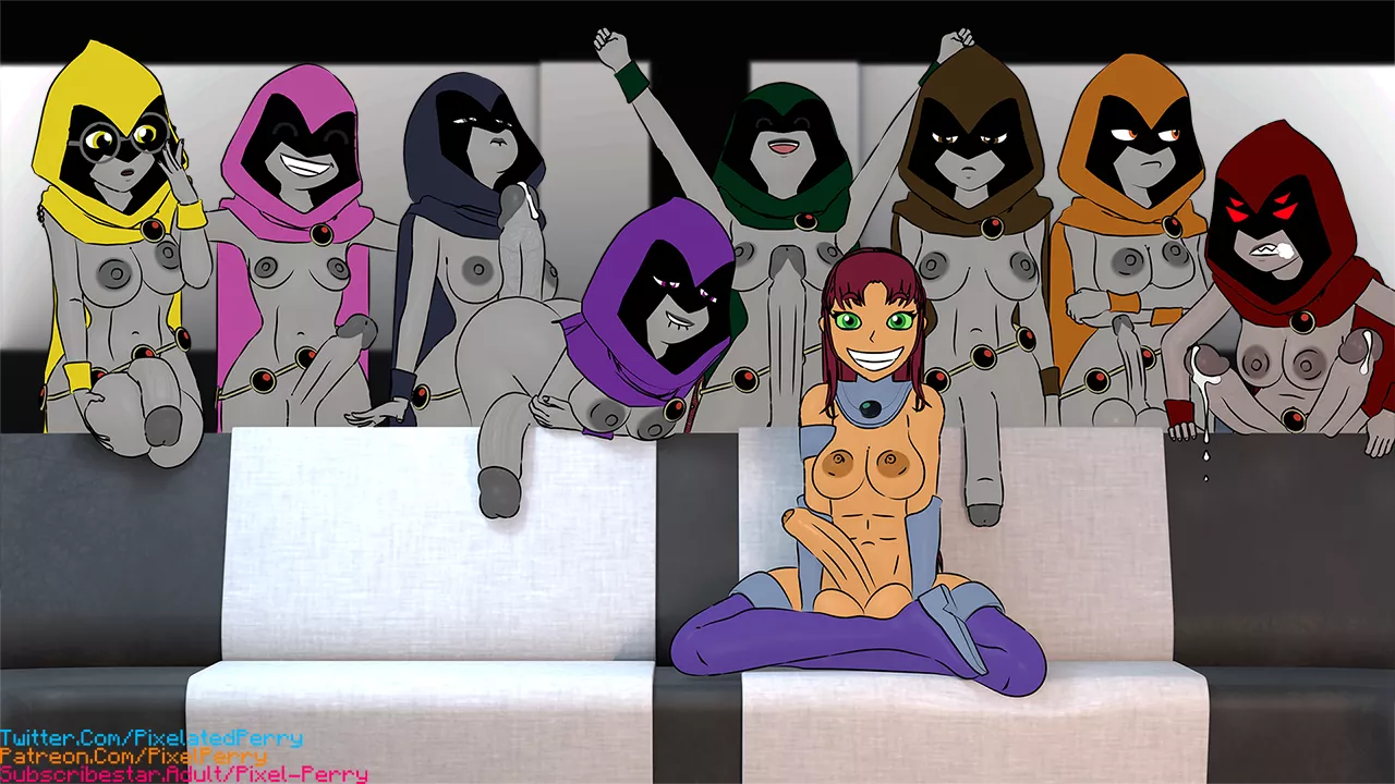 Starfire Gets Raven'eD (Artist:Pixel-Perry)