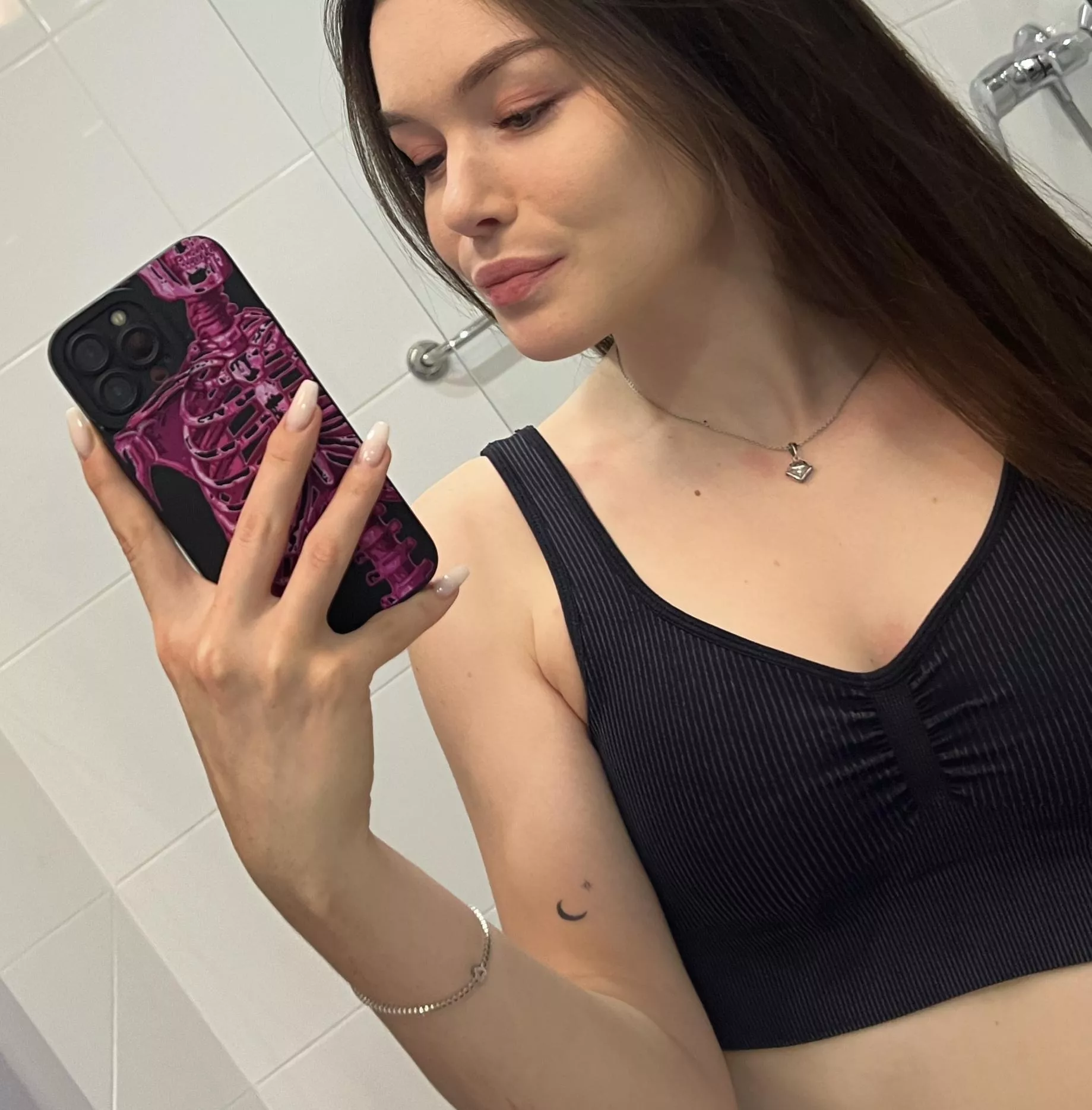 after a hard day, a brunette smile is relaxing