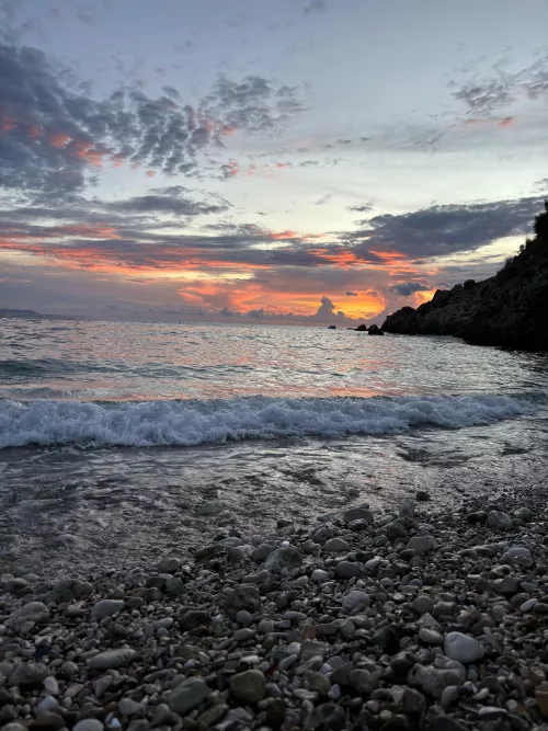 Albanian beach with sunset 🌅