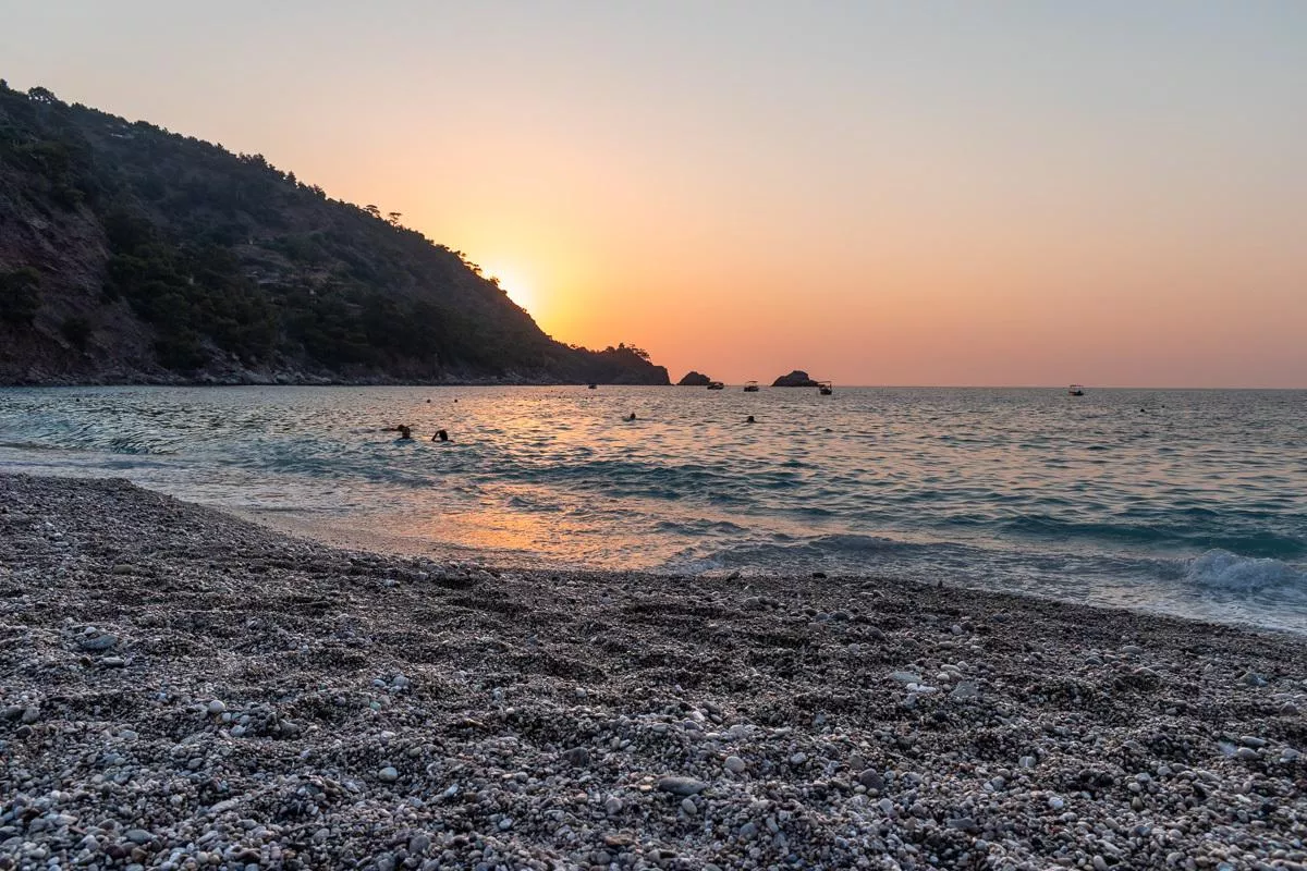 Beautiful sunset at Kabak beach, Turkey