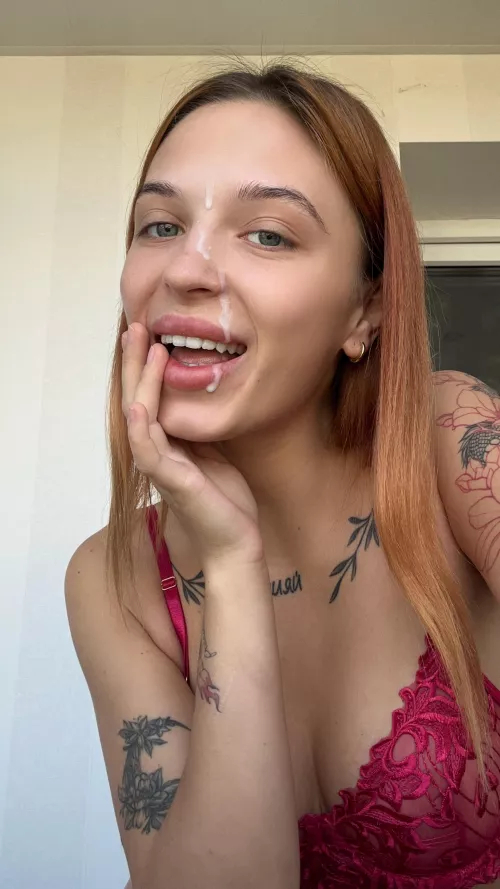 cum dripping down my face