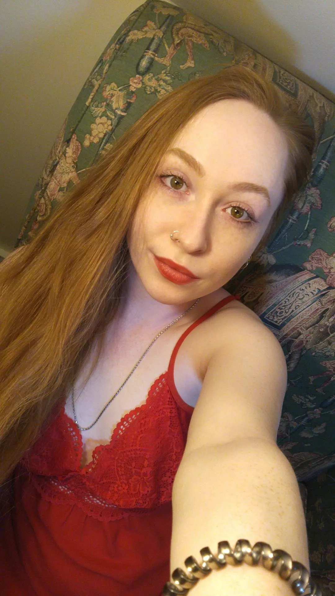 How do we feel about strawberry blonde with red top and red lipstick? 